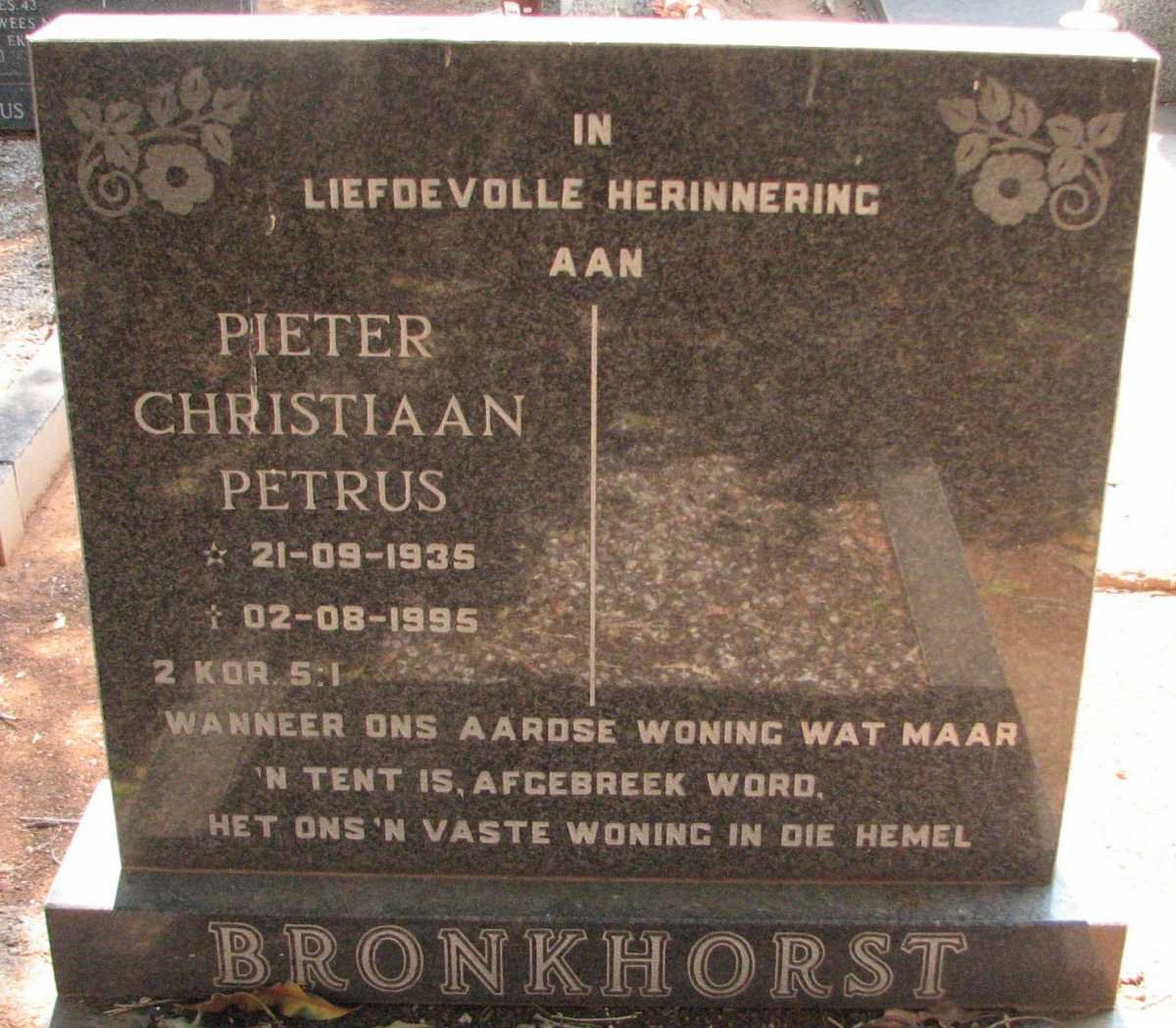 BRONKHORST Pieter Christiaan Petrus 1935-1995