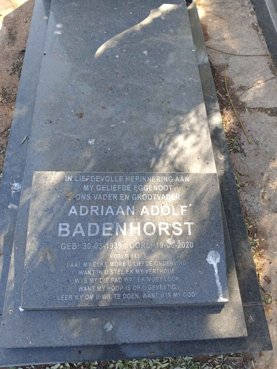 BADENHORST Adriaan Adolf 1939-2020
