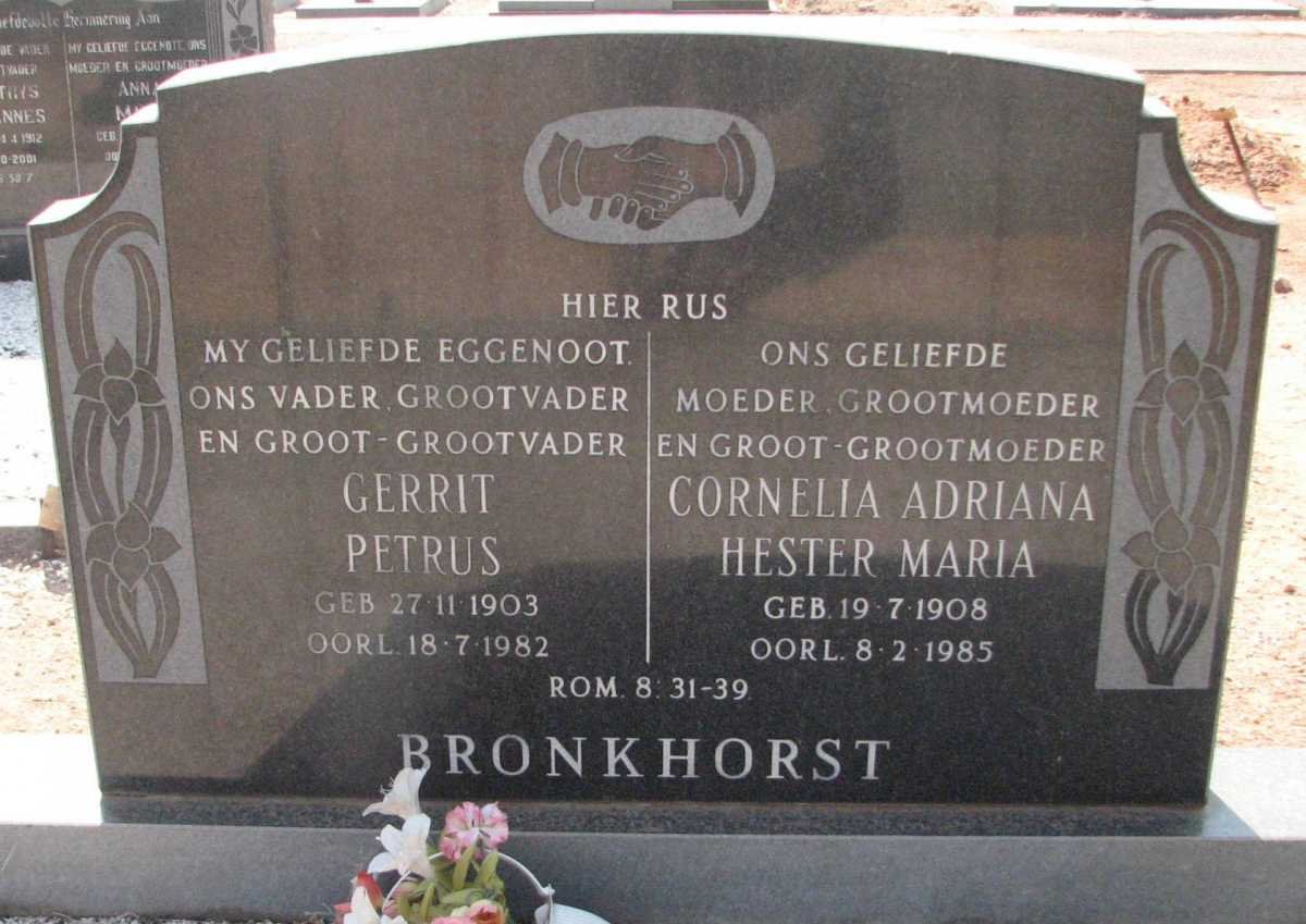 BRONKHORST Gerrit Petrus 1903-1982 &amp; Cornelia Adriana Hester Maria 1908-1985