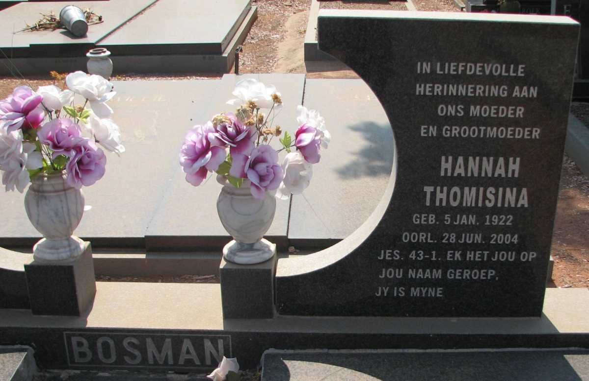 BOSMAN Hannah Thomisina 1922-2004