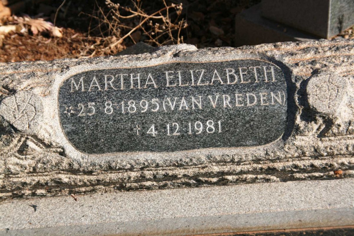 BERG Martha Elizabeth, van den nee VAN VREDEN 1895-1981