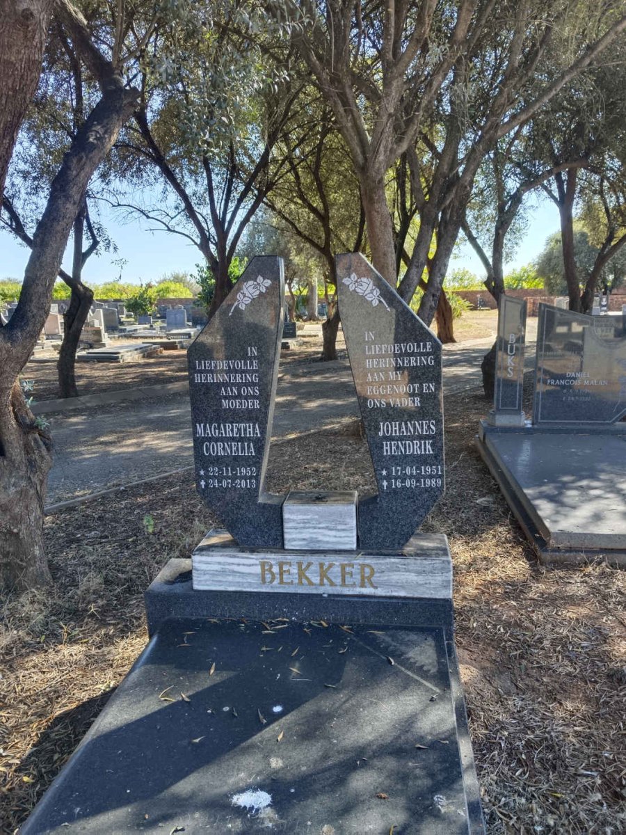 BEKKER Johannes Hendrik 1951-1989 & Magaretha Cornelia 1952-2013