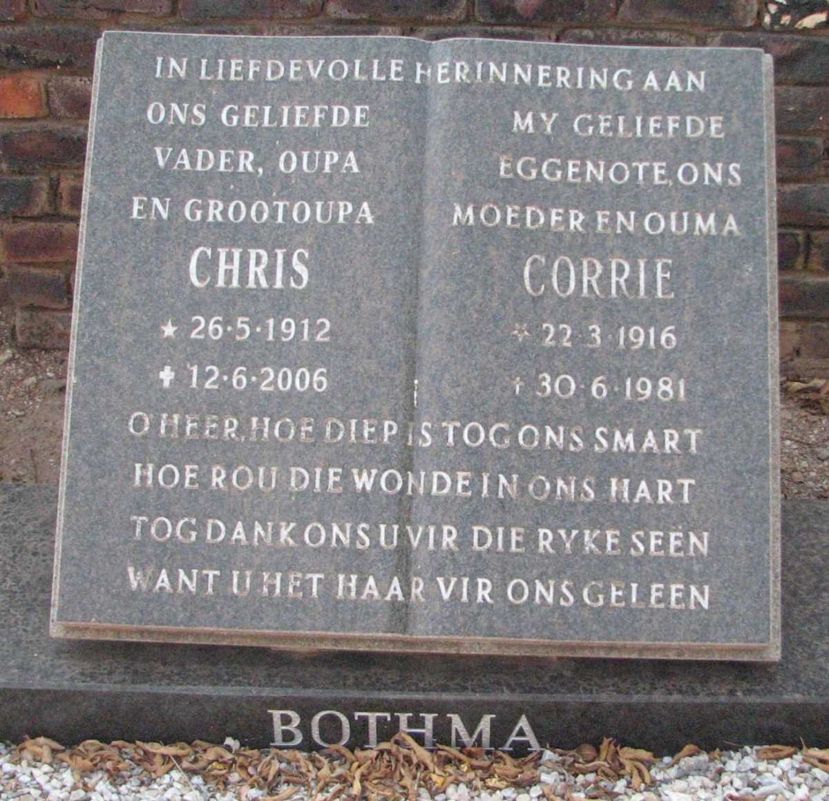 BOTHMA Chris 1912-2006 &amp; Corrie 1916-1981