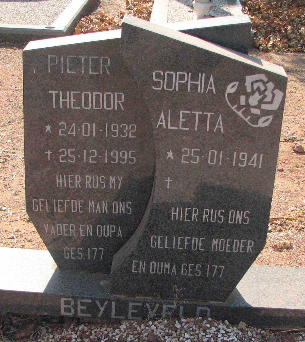 BEYLEVELD Pieter Theodor 1932-1995 &amp; Sophia Aletta 1941-