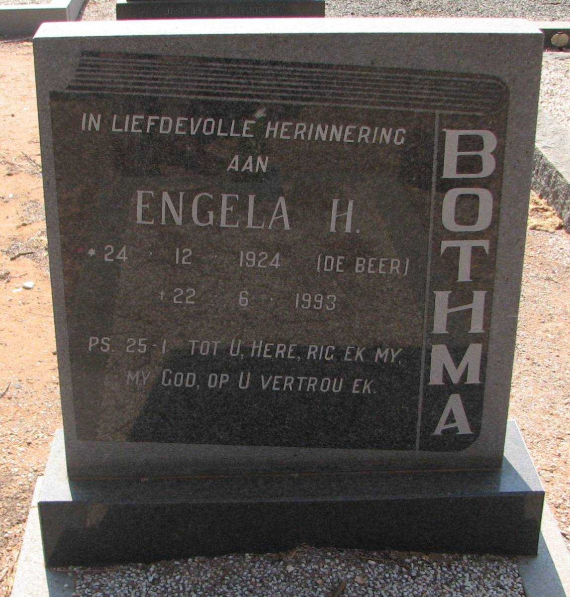 BOTHMA Engela H. nee DE BEER 1924-1993