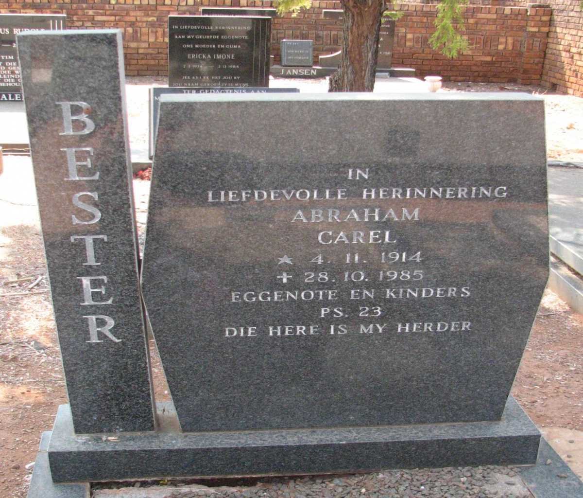 BESTER Abraham Carel 1914-1985