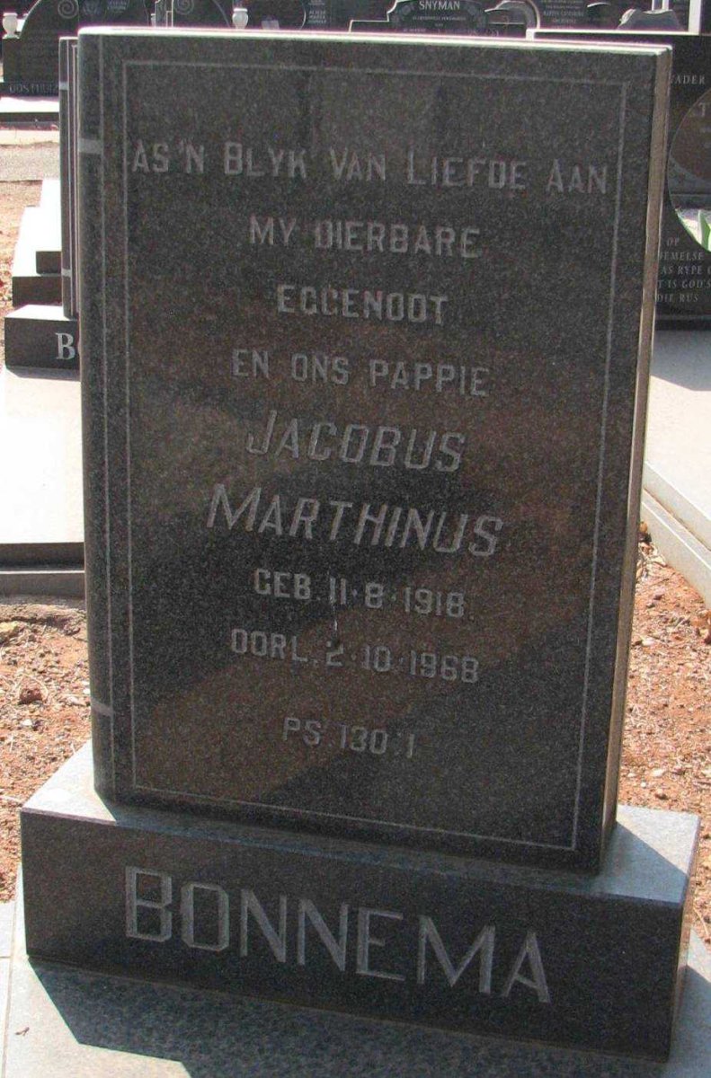 BONNEMA Jacobus Marthinus 1918-1968