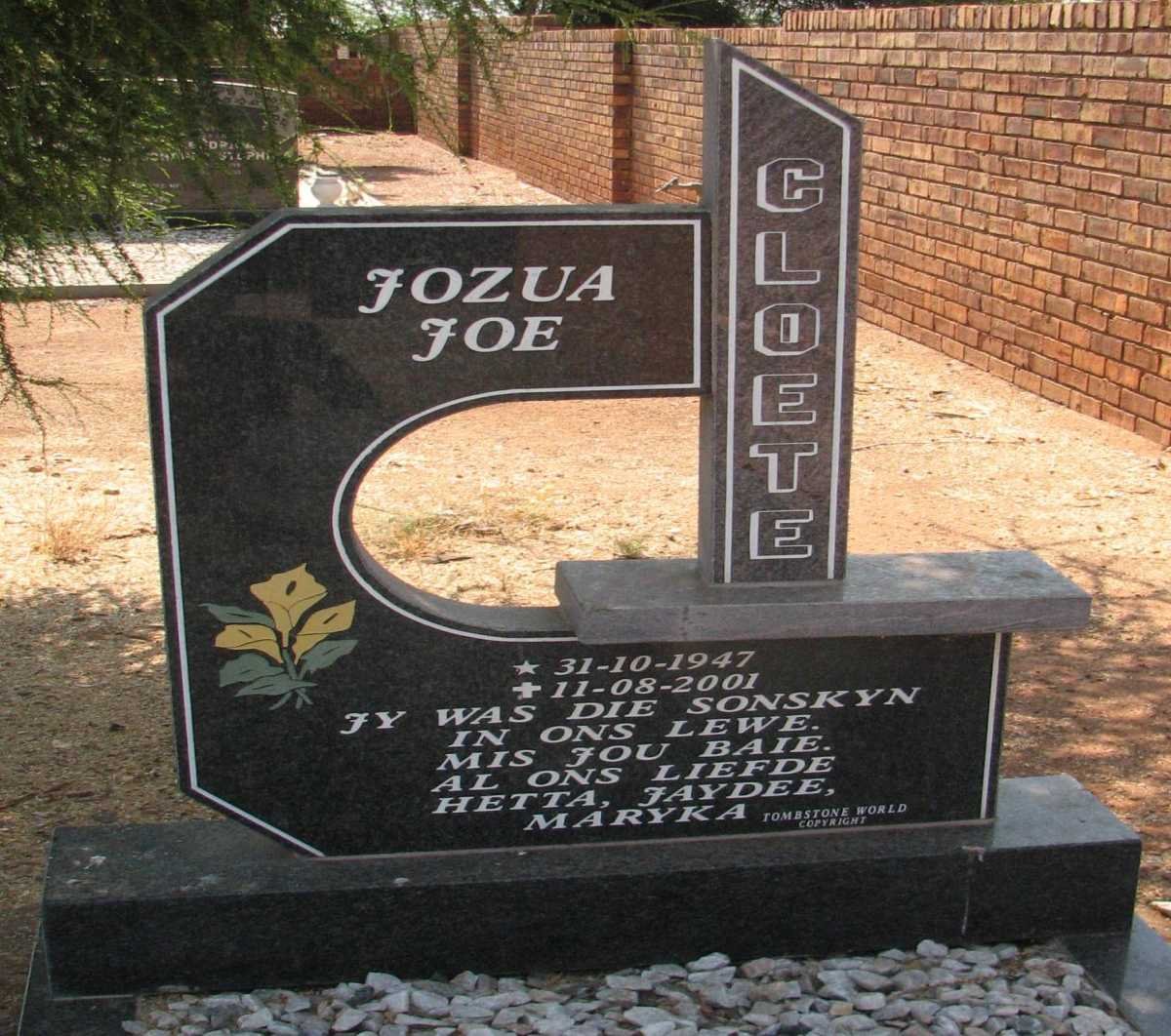 CLOETE Jozua Joe 1947-2001
