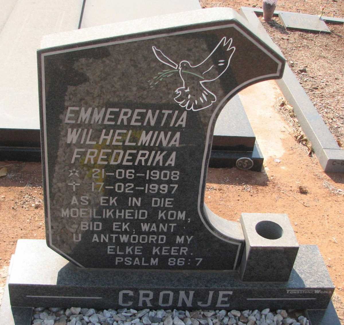 CRONJE Emmerentia Wilhelmina Frederika 1908-1997