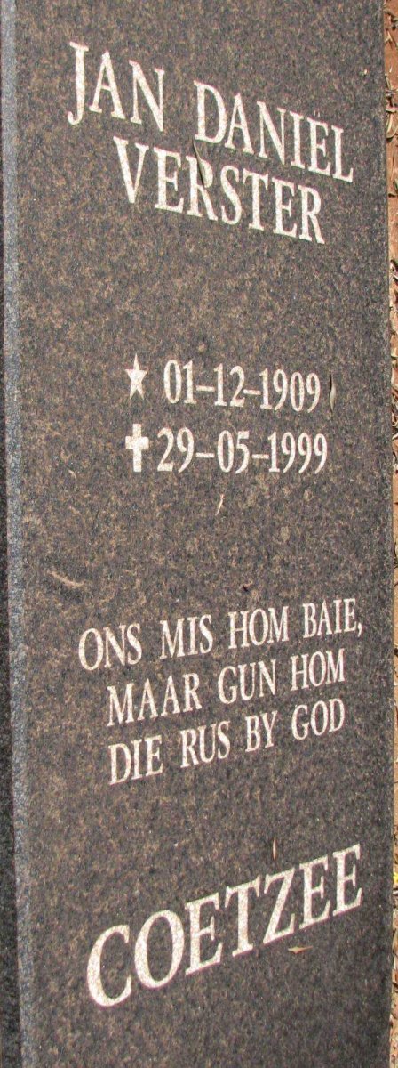 COETZEE Jan Daniel Verster 1909-1999
