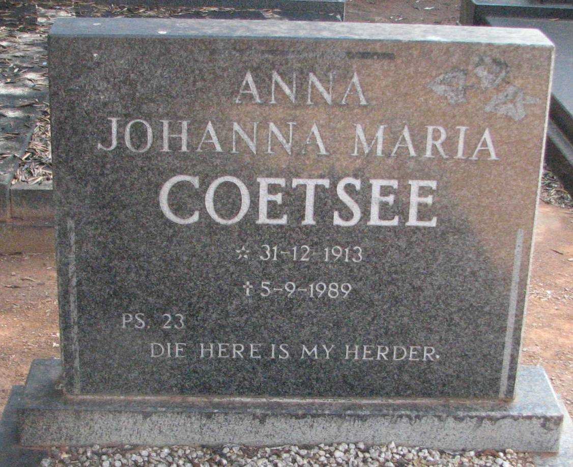 COETSEE Anna Johanna Maria 1913-1989