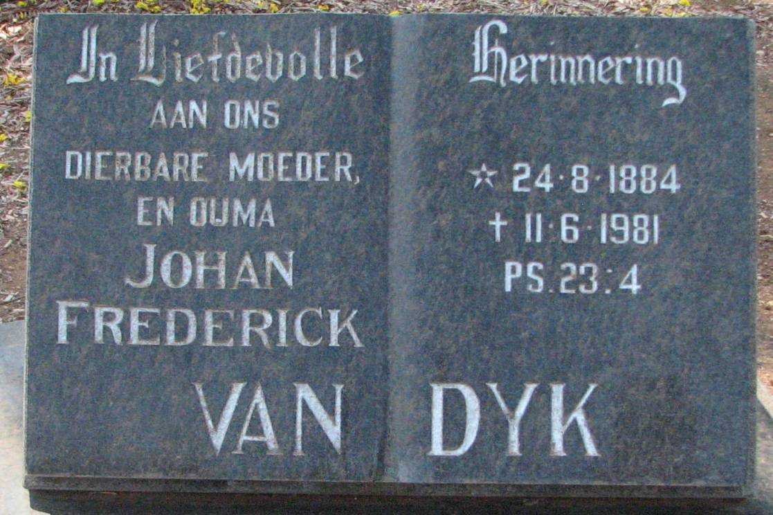 DYK Johan Frederick, van 1884-1981