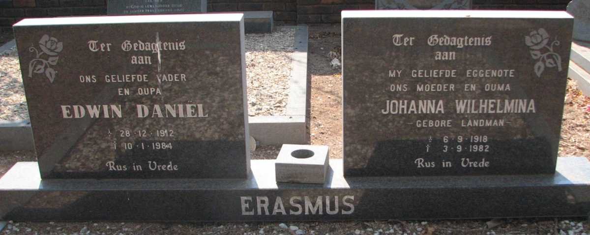 ERASMUS Edwin Daniel 1912-1984 &amp; Johanna Wilhelmina LANDMAN 1918-1982