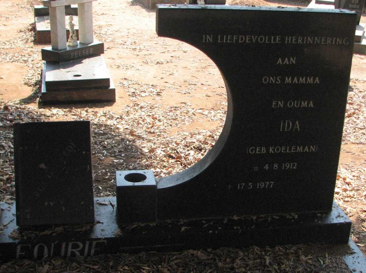 FOURIE Ida nee KOELEMAN 1912-1977