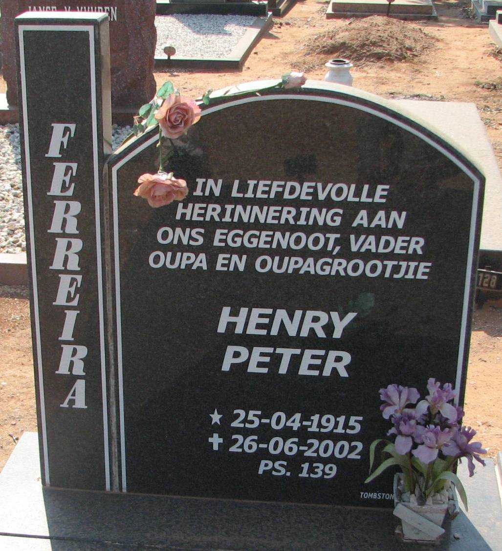 FERREIRA Henry Peter 1915-2002 