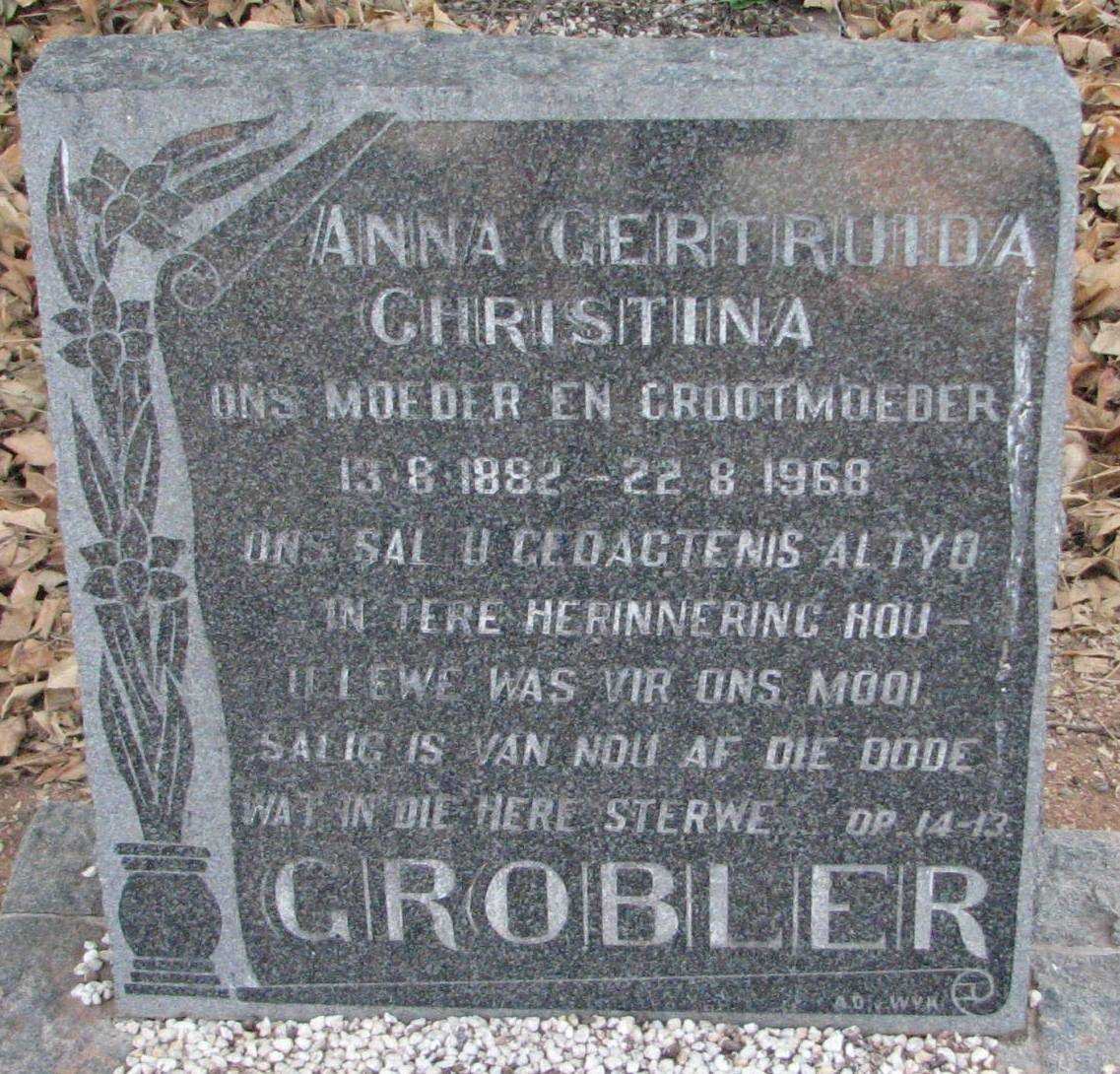 GROBLER Anna Gertuida Christina 1882-1968