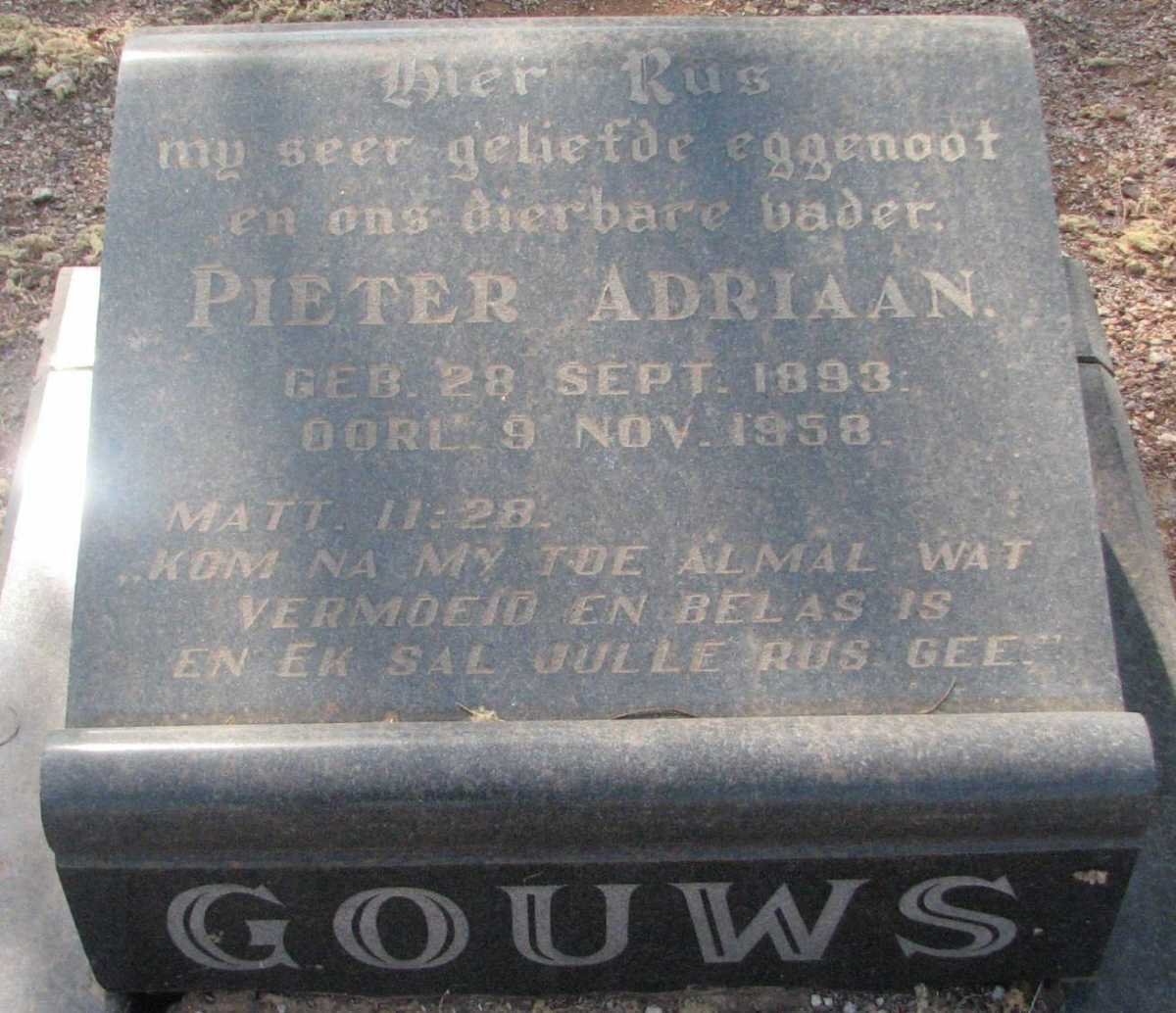 GOUWS Pieter Adriaan 1893-1958