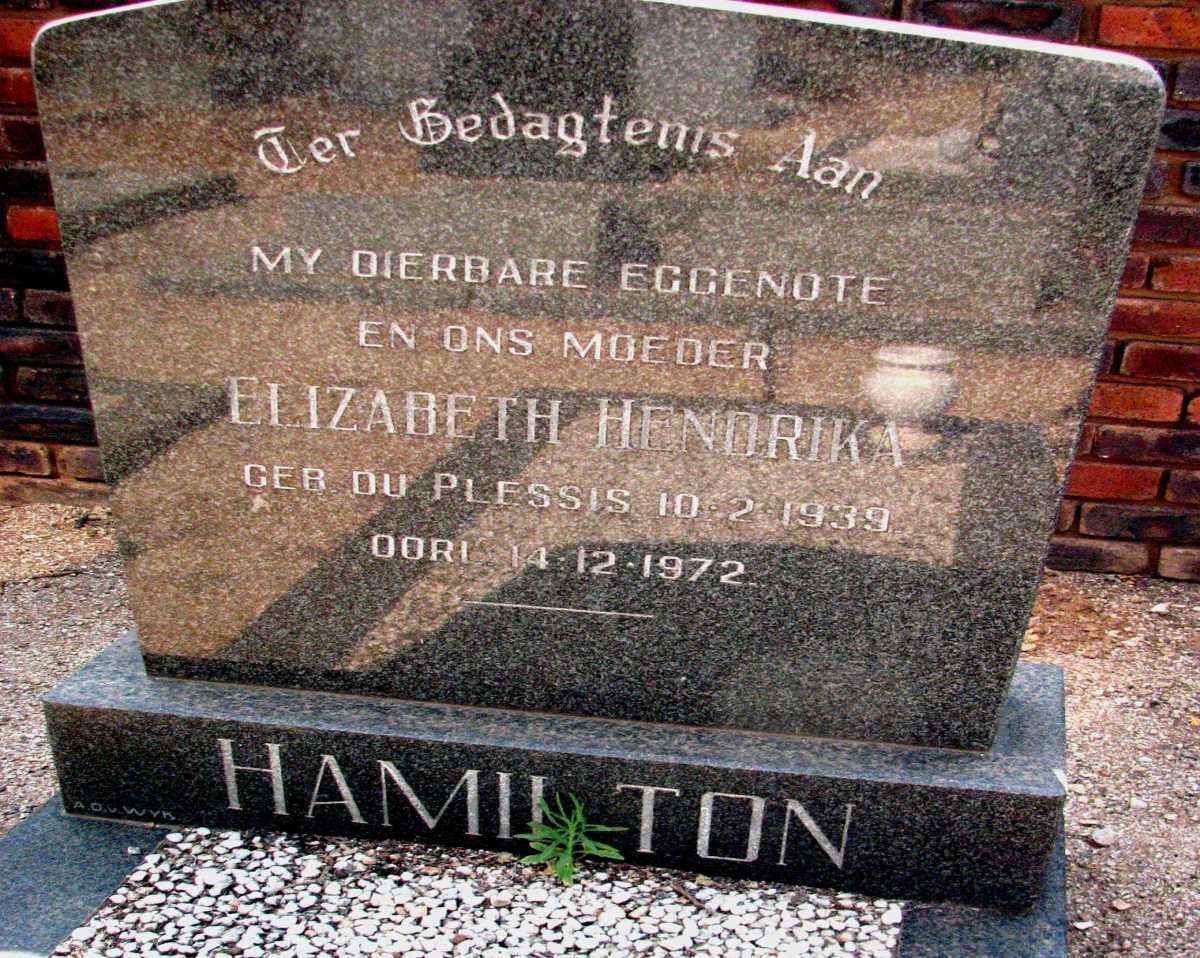 HAMILTON Elizabeth Hendrika nee DU PLESSIS 1939-1972