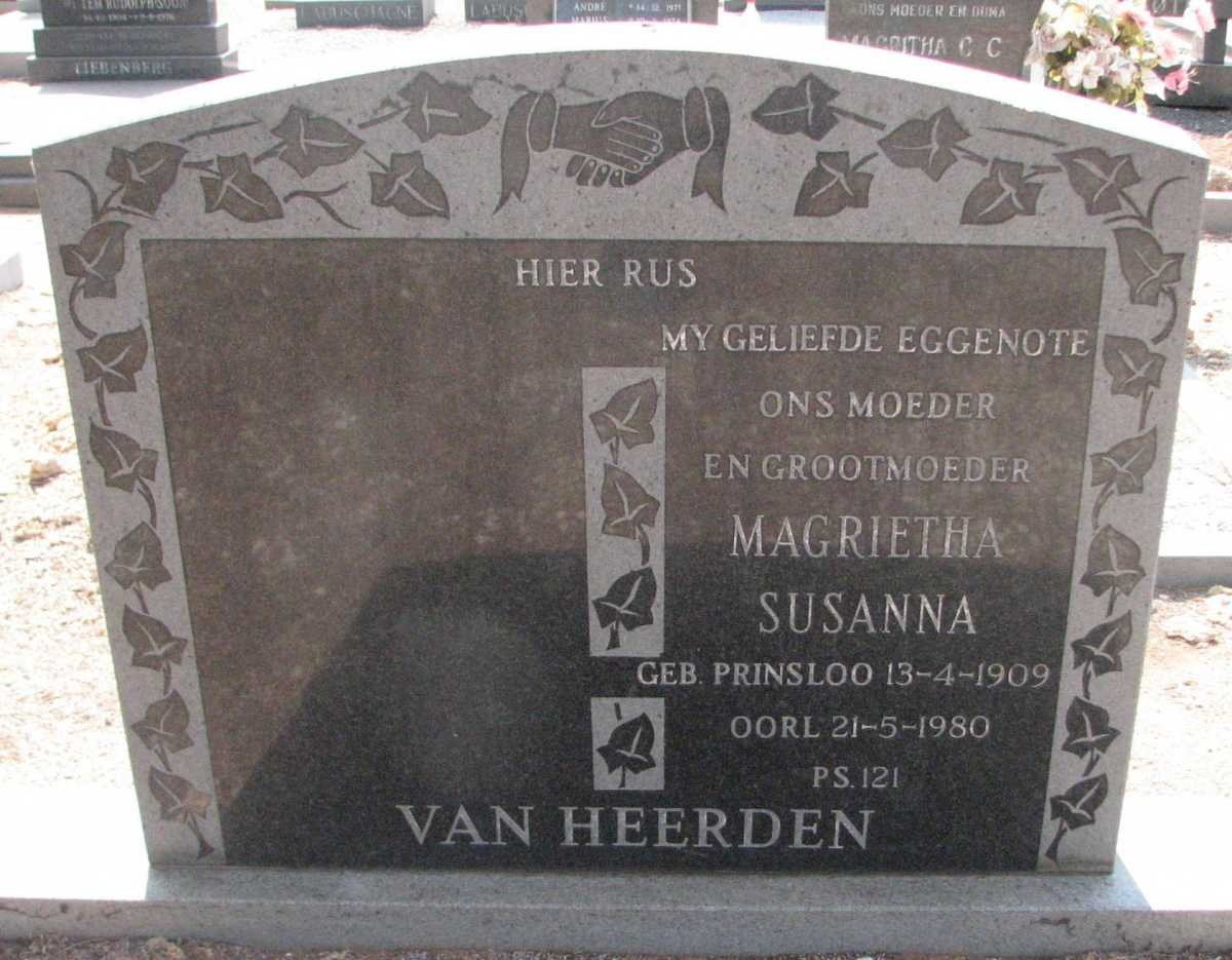 HEERDEN Magrietha Susanna, van nee PRINSLOO 1909-1980