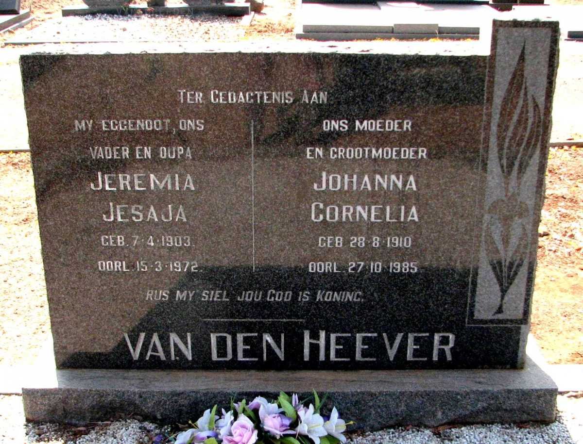 HEEVER Jeremia Jesaja, van den 1903-1972 &amp; Johanna Cornelia 1910-1985