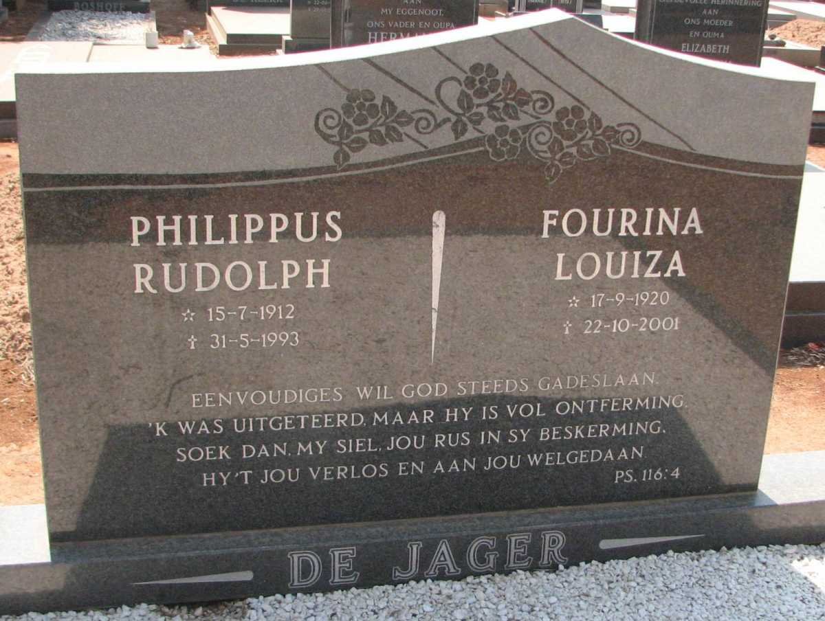 JAGER Philippus Rudolph, de 1912-1993 &amp; Fourina Louiza 1920-2001