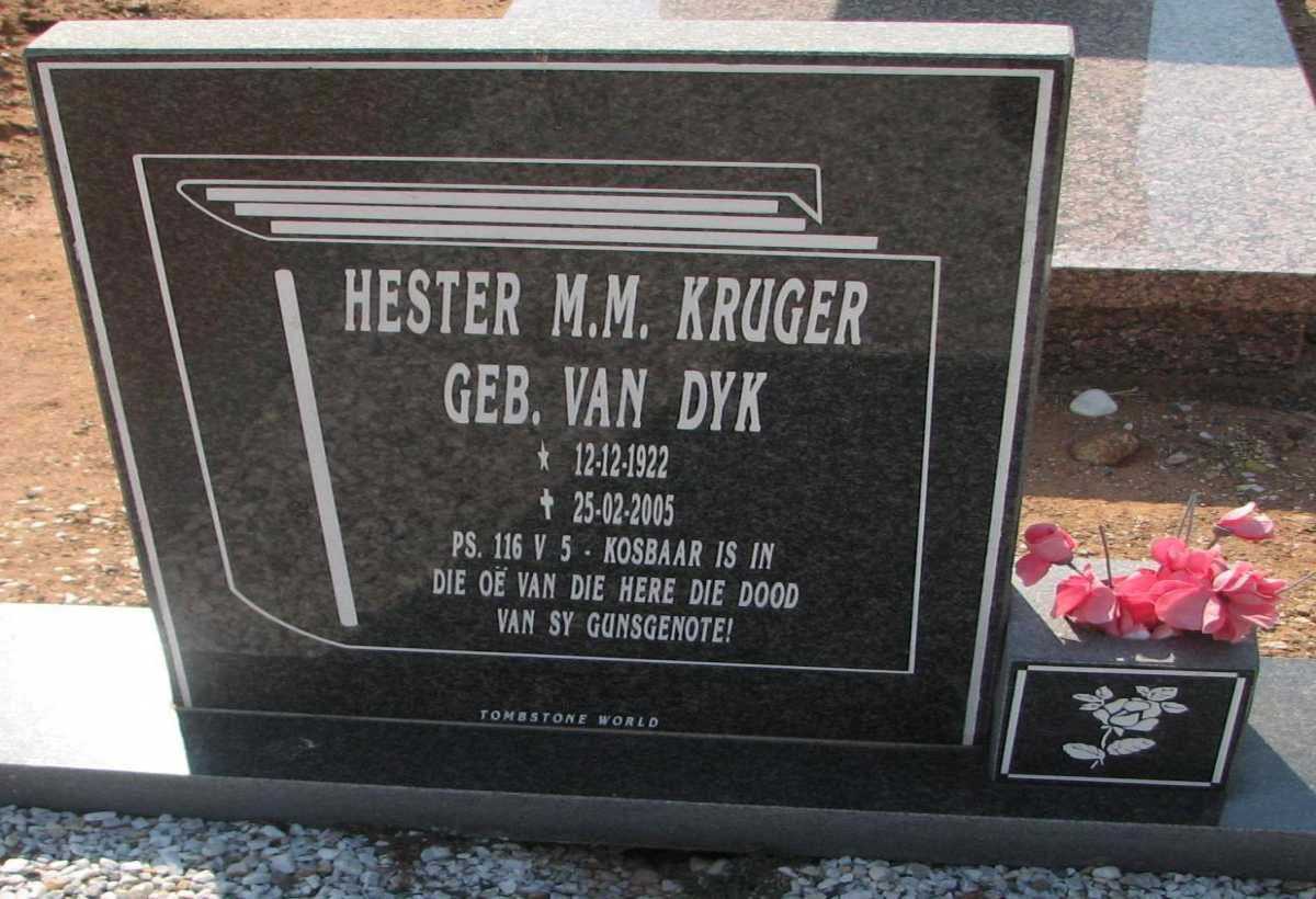 KRUGER Hester M.M. nee VAN DYK 1922-2005