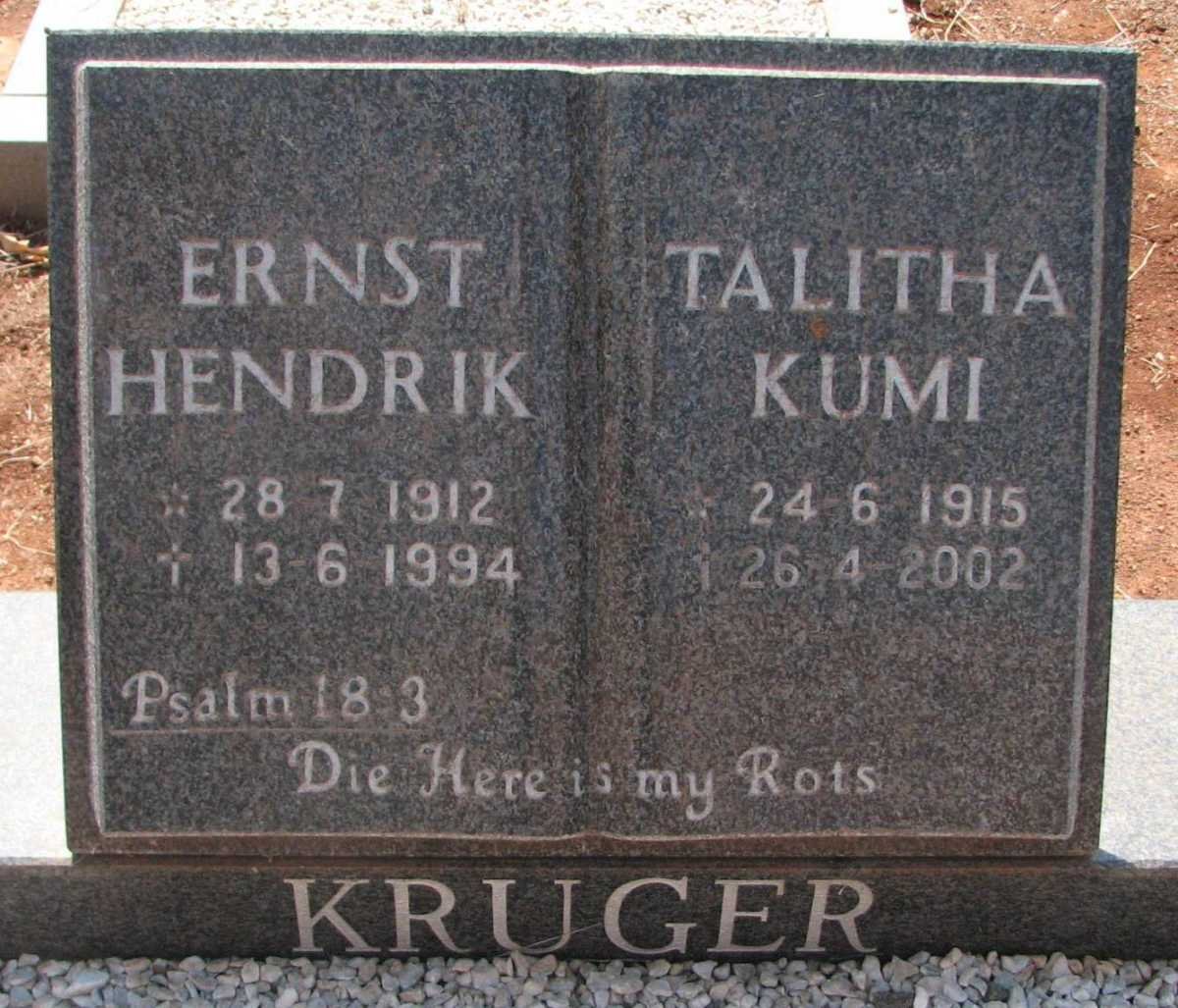 KRUGER Ernst Hendrik 1912-1994 &amp; Talitha Kumi 1915-2002