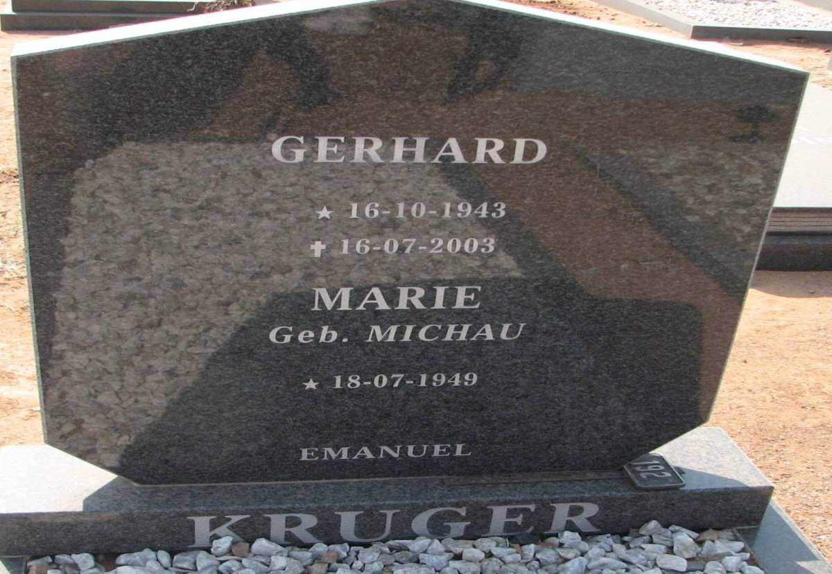 KRUGER Gerhard 1943-2003 &amp; Marie MICHAU 1949-