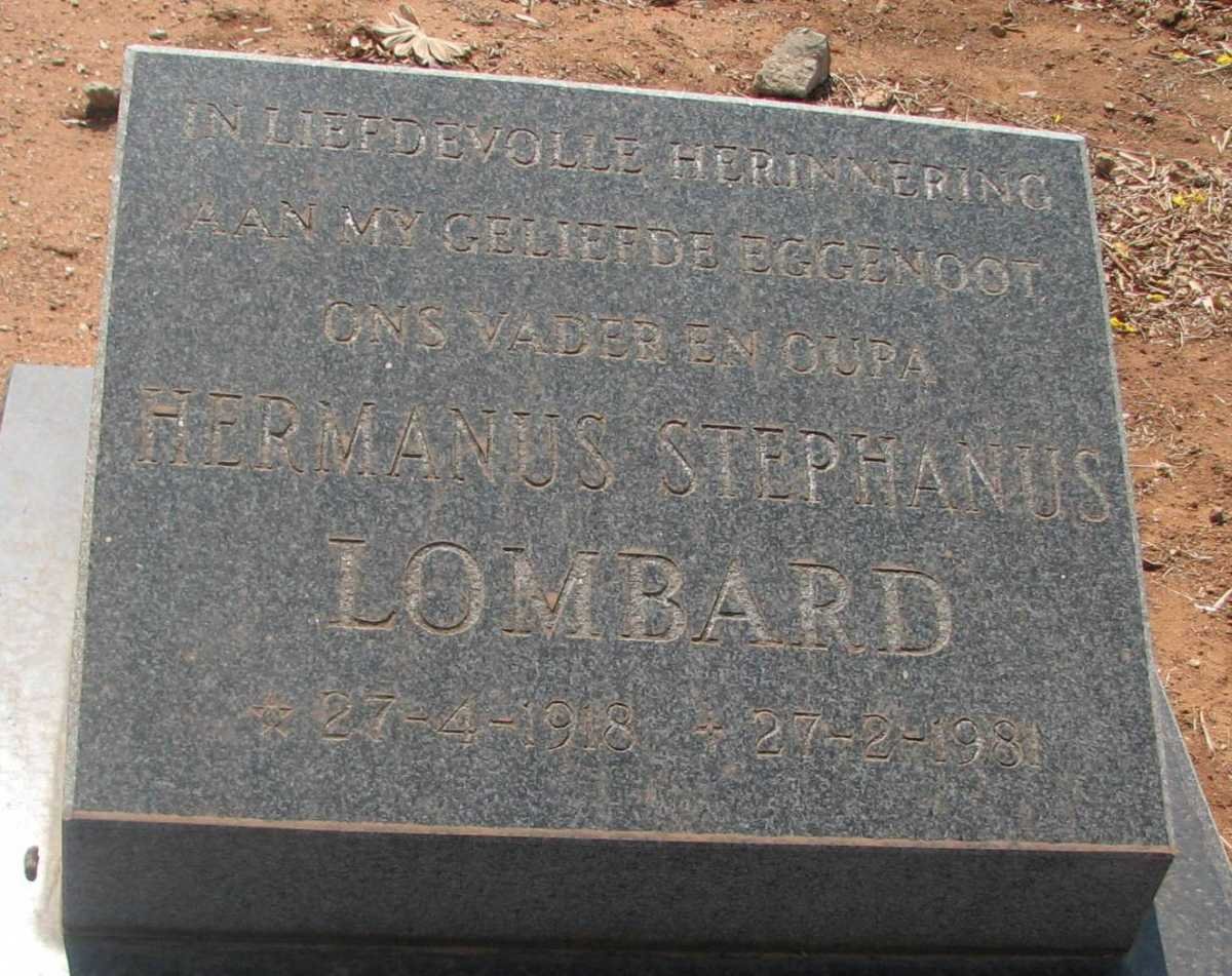 LOMBARD Hermanus Stephanus 1918-1981