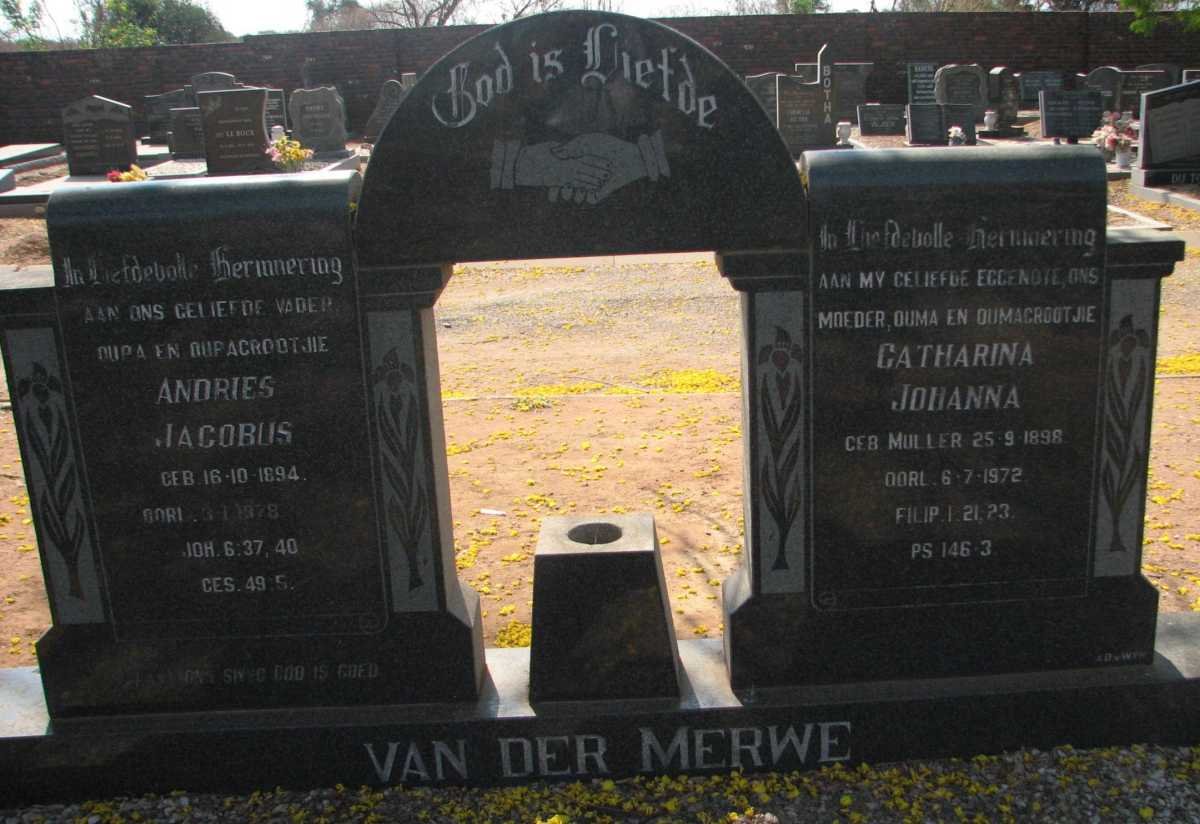 MERWE Andries Jacobus, van der 1894-1978 &amp; Catharina Johanna MULLER 1898-1972