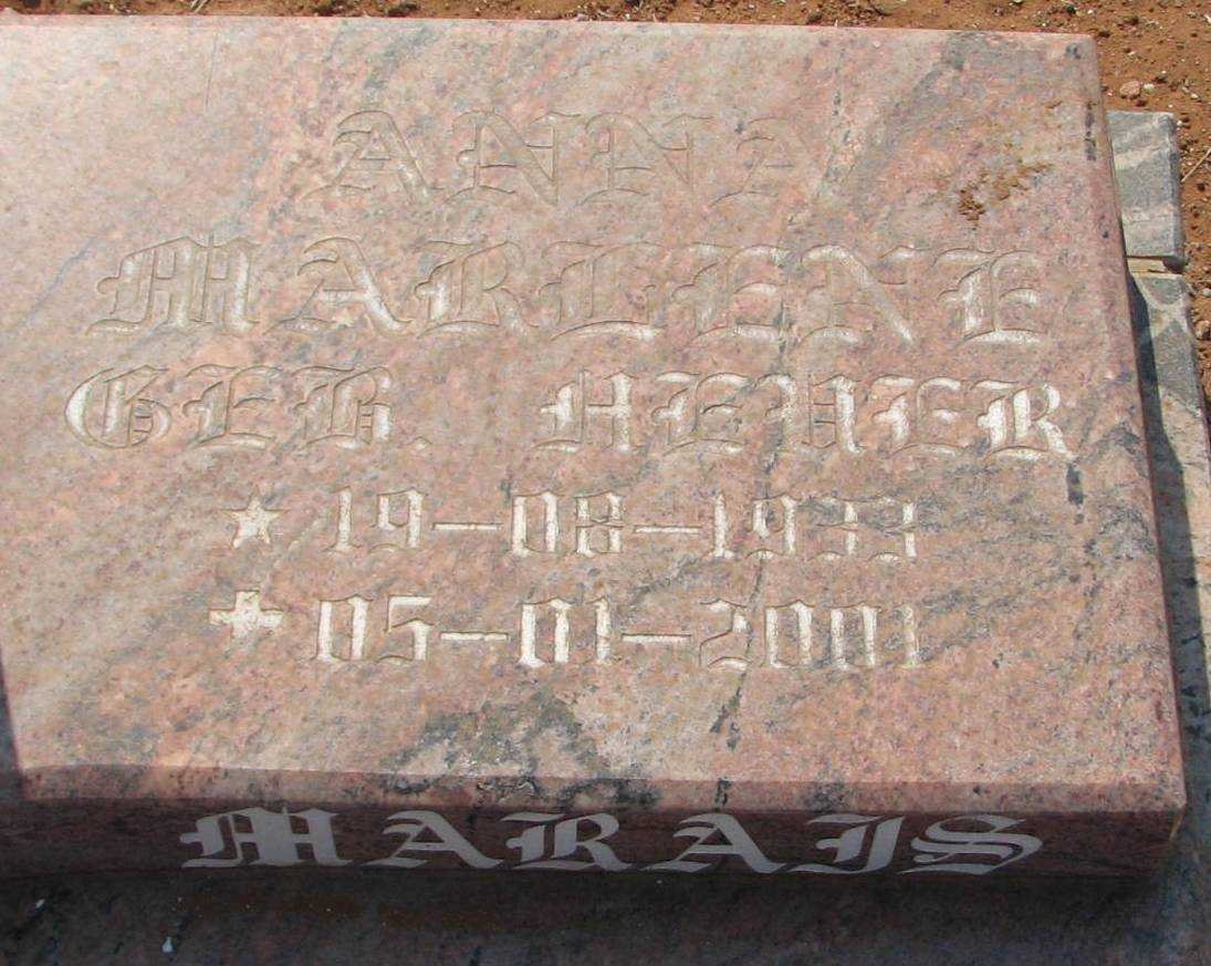 MARAIS Marlene nee Heuer 1933-2001