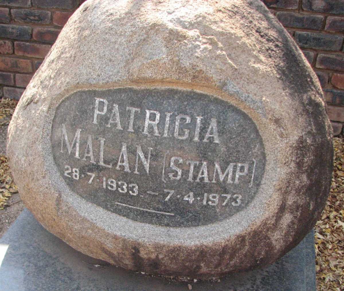 MALAN Patricia nee STAMP 1933-1973