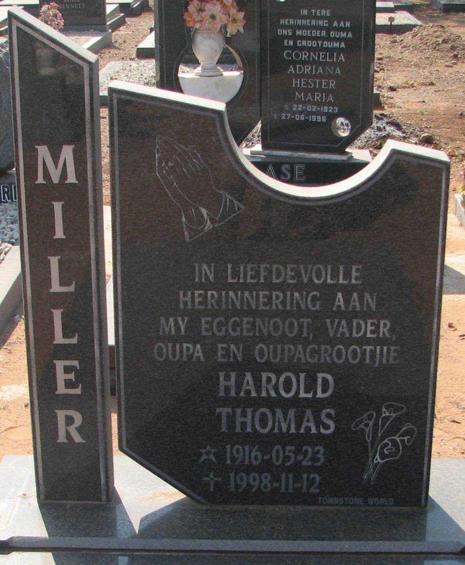 MILLER Harold Thomas 1916-1998 &amp; Ella L.D. 1924-2001