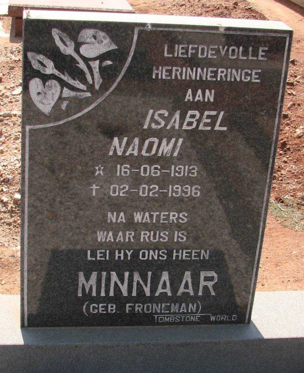 MINNAAR Isabel Naomi nee FRONEMAN 1913-1996