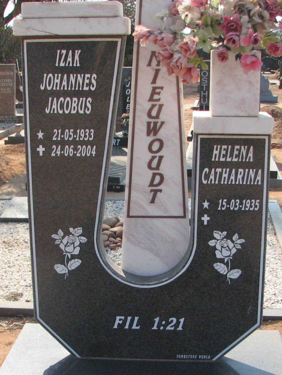 NIEUWOUDT Izak Johannes Jacobus 1933-2004 &amp; Helena Catharina 1935-