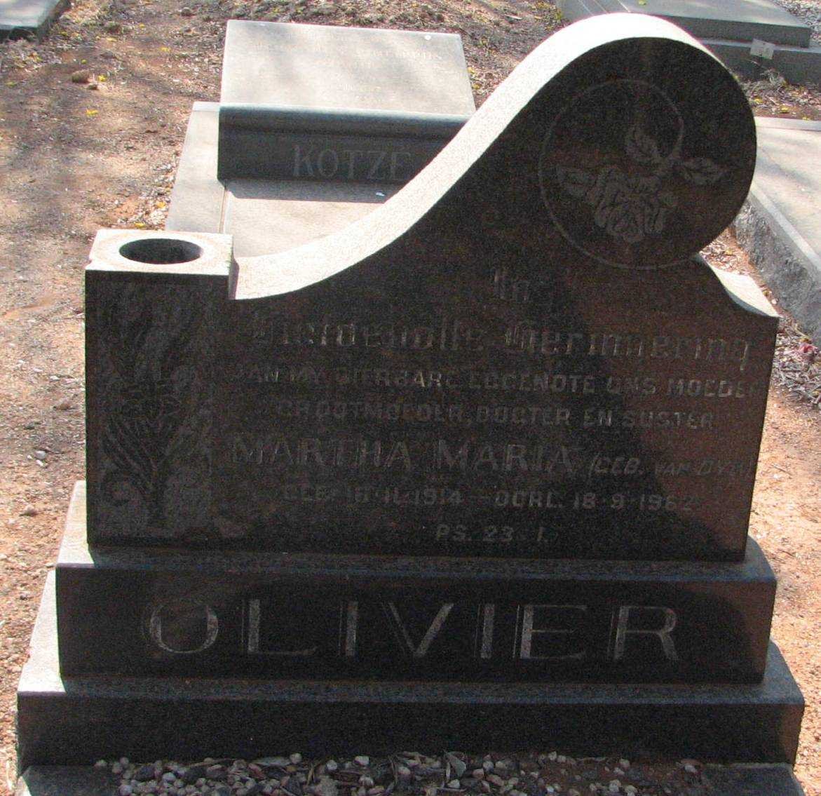 OLIVIER Martha Maria nee VAN DYK 1914-1962