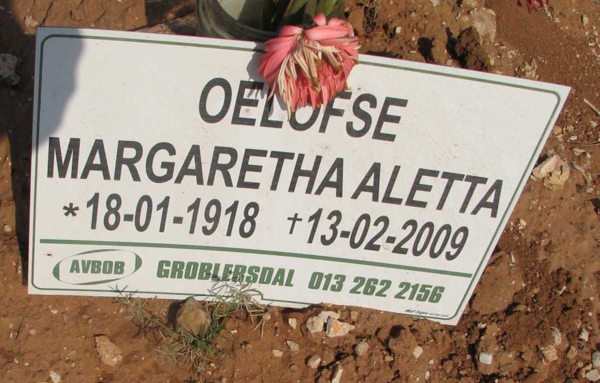 OELOFSE Margaretha Aletta 1918-2009