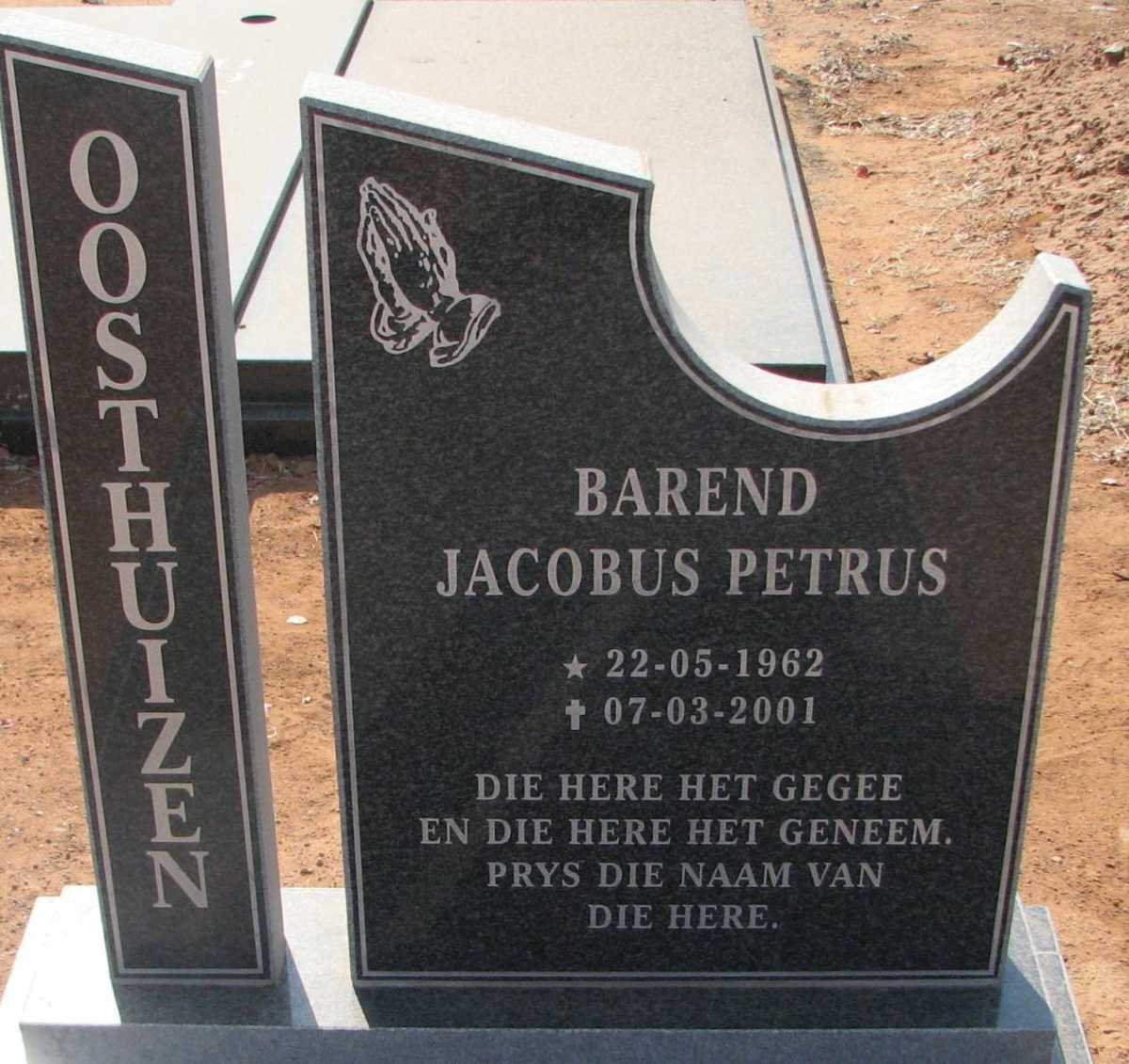 OOSTHUIZEN Barend Jacobus Petrus 1962-2001