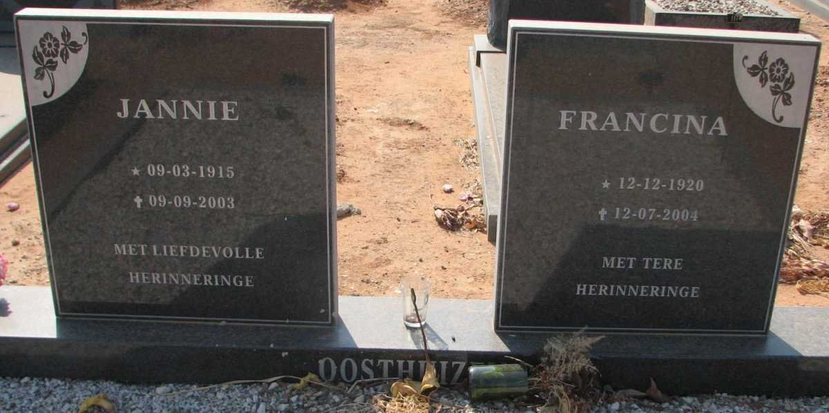 OOSTHUIZEN Jannie 1915-2003 &amp; Francina 1920-2004