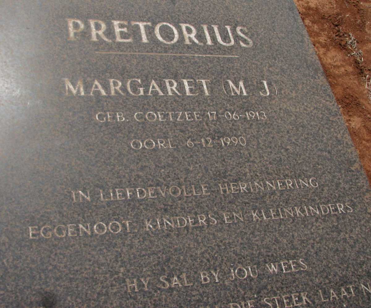 PRETORIUS Margaret M.J. nee COETZEE 1913-1990
