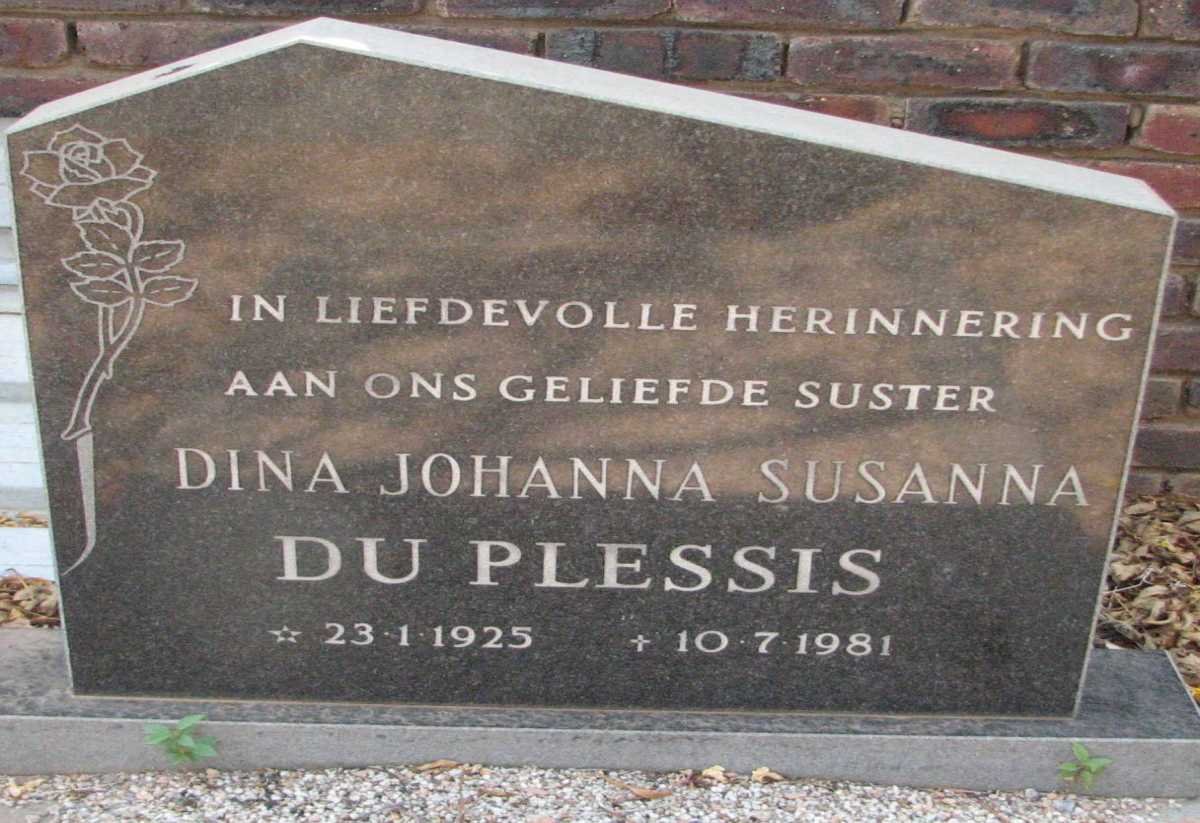 PLESSIS Dina Johanna Susanna, du 1925-1981