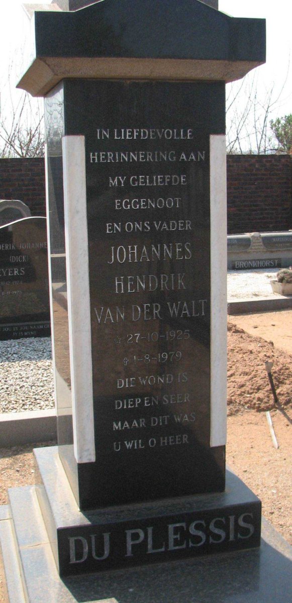 PLESSIS Johannes Hendrik Van der Walt, du 1925-1979