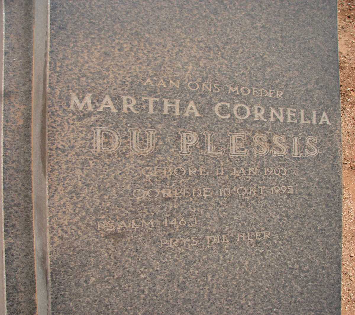 PLESSIS Martha Cornelia, du 1903-1995
