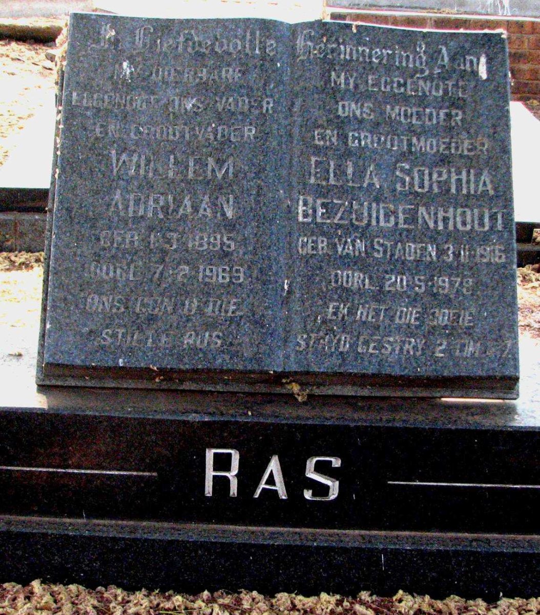 RAS Willem Adriaan 1895-1969 &amp; Ella Sophia Bezuidenhout VAN STADEN 1916-1978