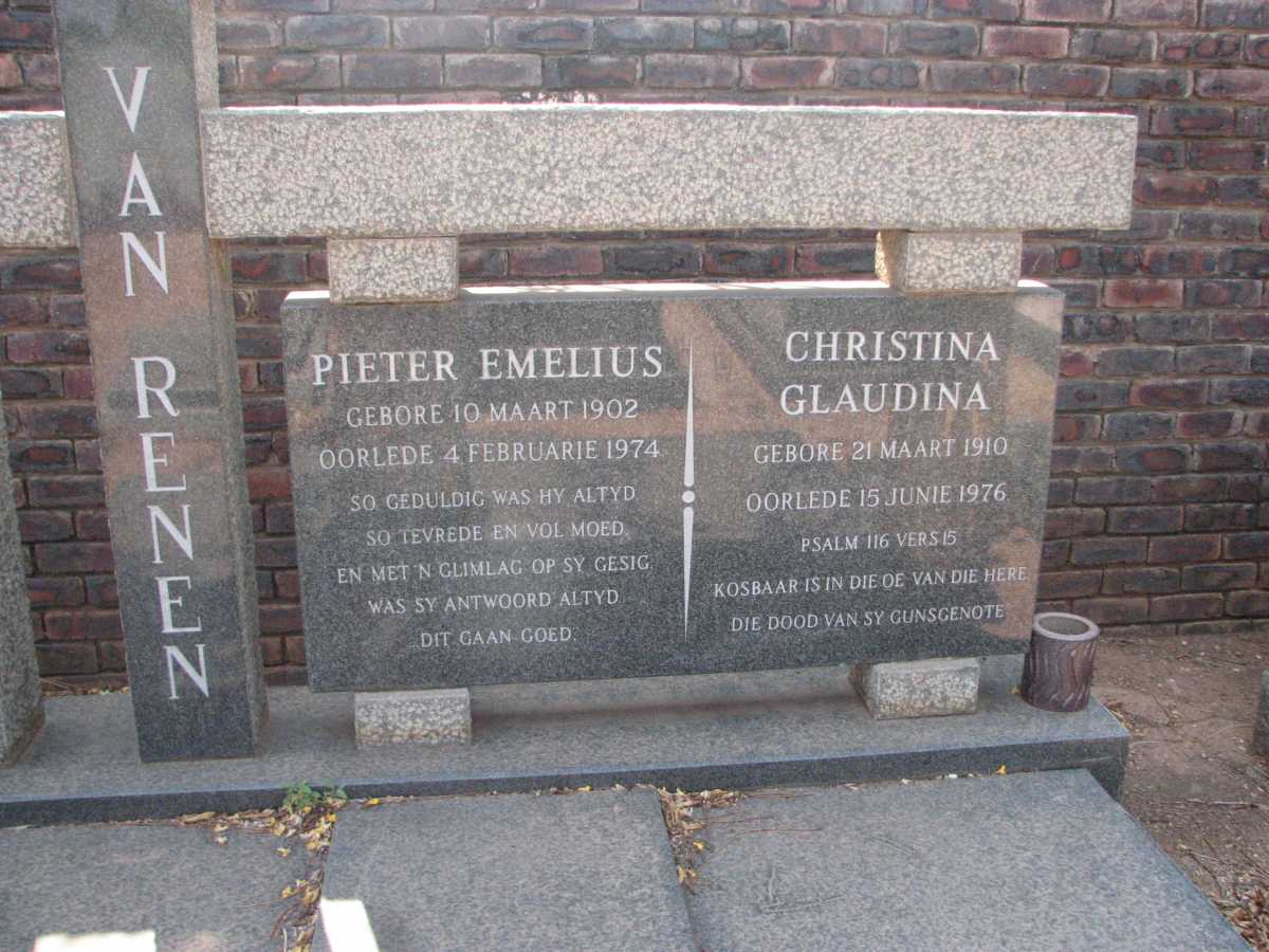 RENEN Pieter Emelius, van 1902-1974 &amp; Christina Glaudina 1910-1976
