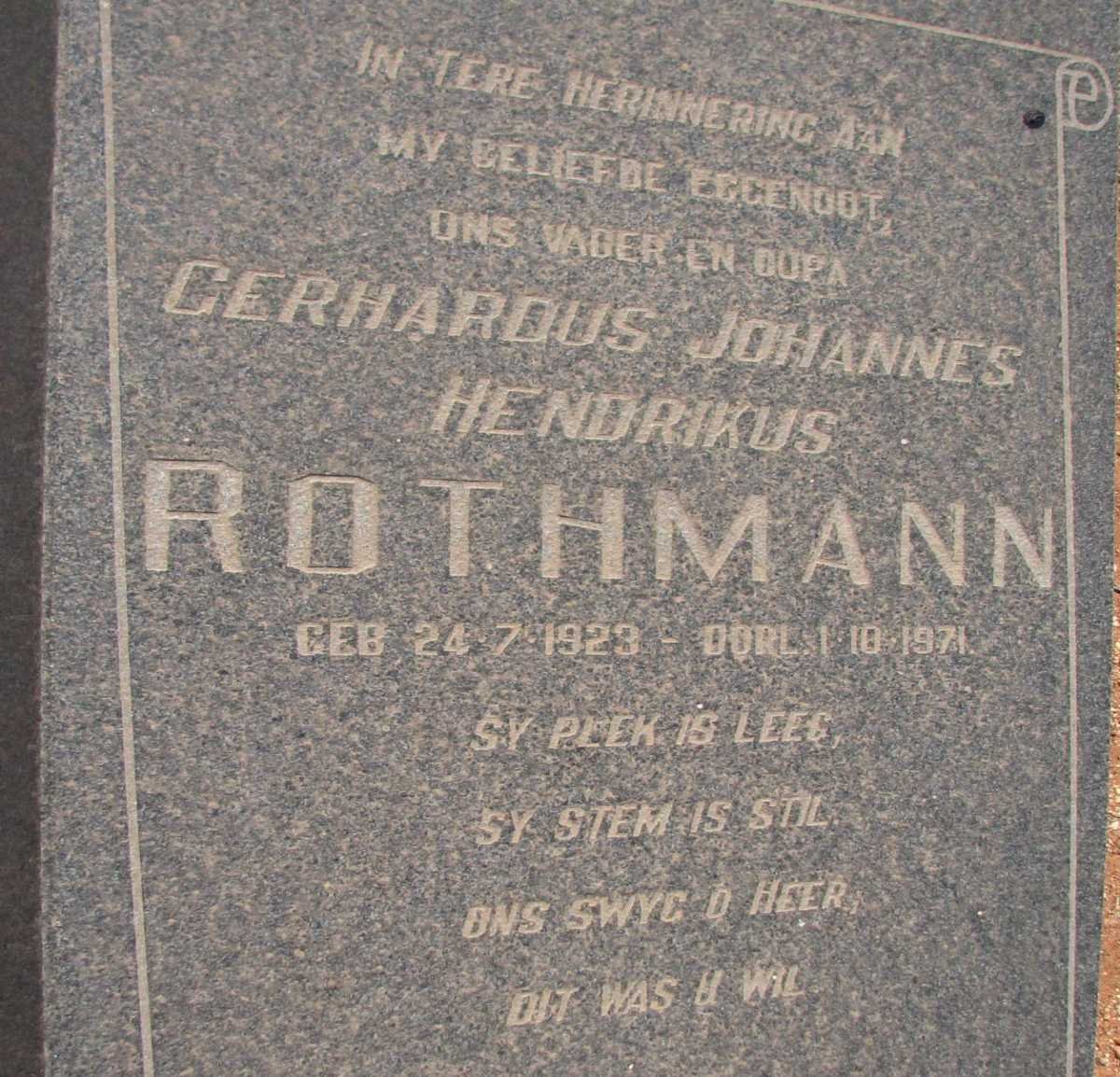 ROTHMANN Gerhardus Johannes Hendrikus 1923-1971