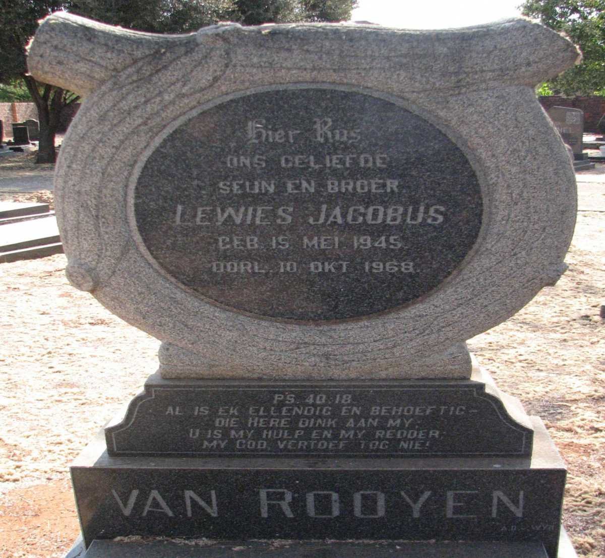 ROOYEN Lewies Jacobus, van 1945-1968