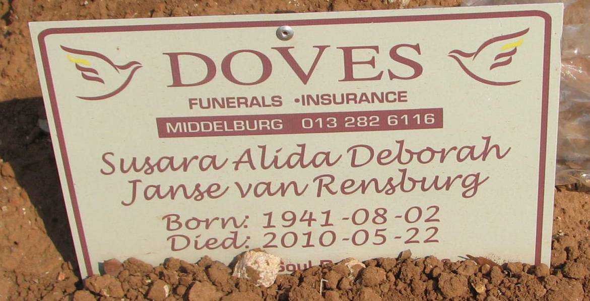 RENSBURG Susara Alida Deborah, Janse van 1941-2010