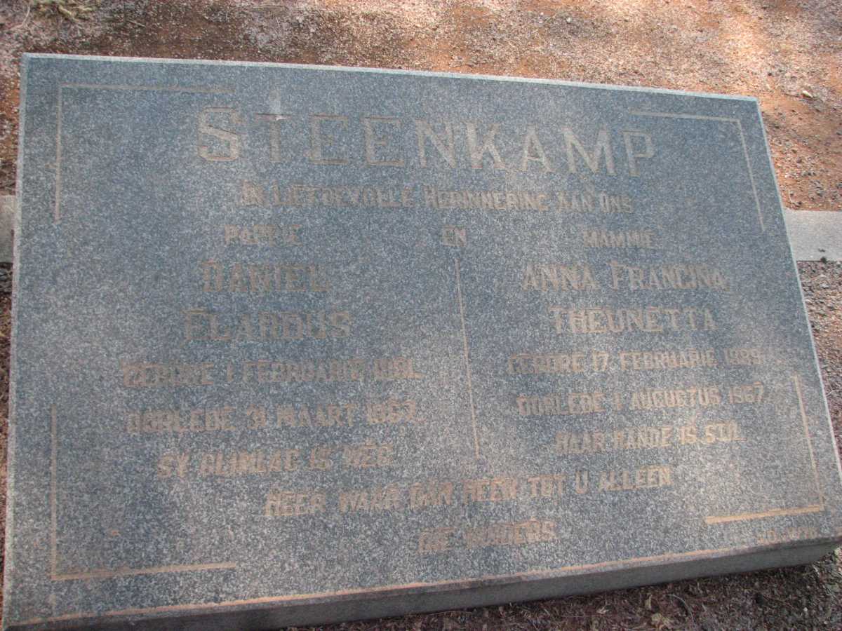 STEENKAMP Daniel Elardus 1881-1962 &amp; Anna Francina Theunetta 1889-1967