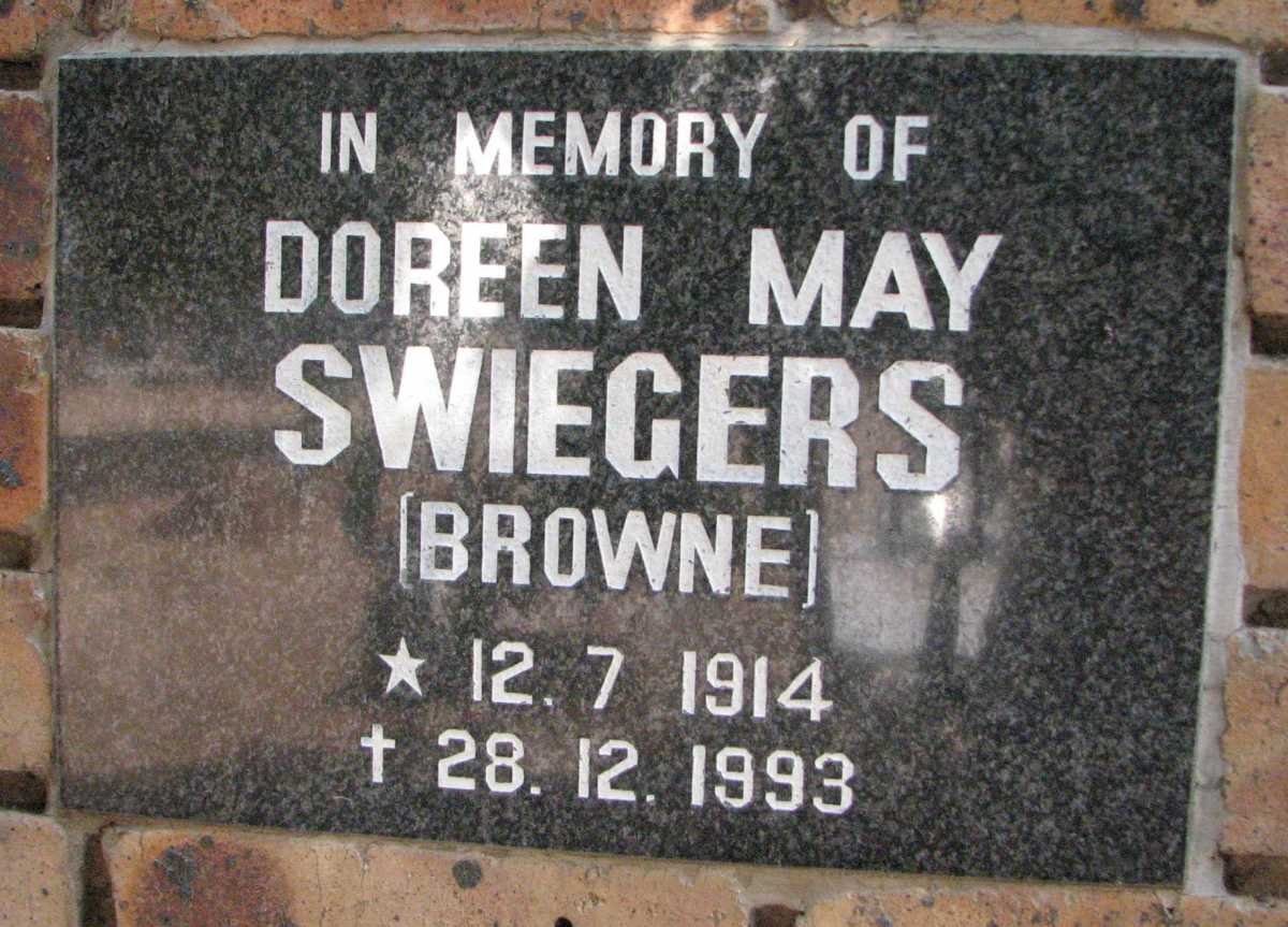 SWIEGERS Doreen May nee BROWNE 1914-1993